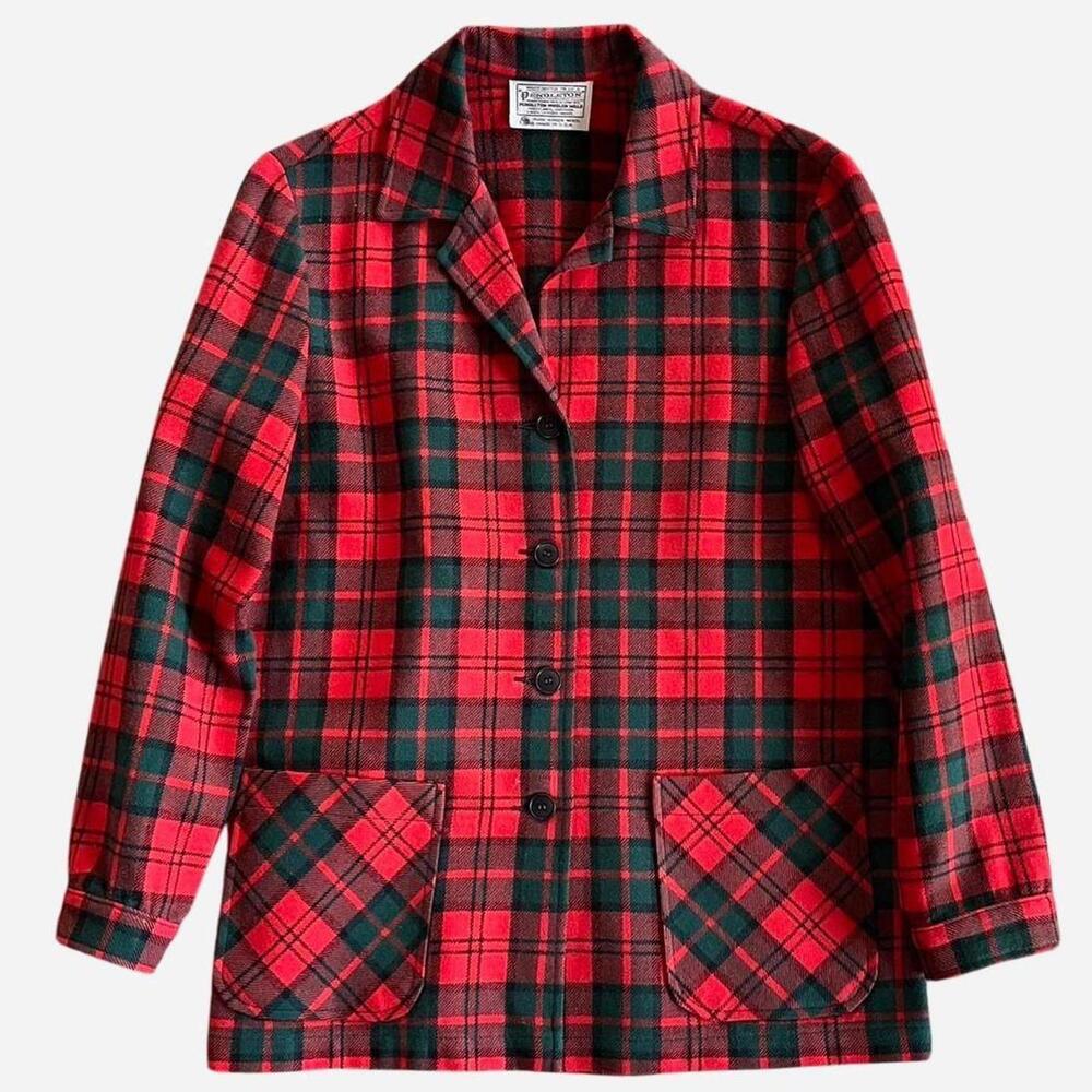 50s Pendleton Woolen Mills Virgin Wool Red Green Tartan Plaid '49er Shirt Jacket